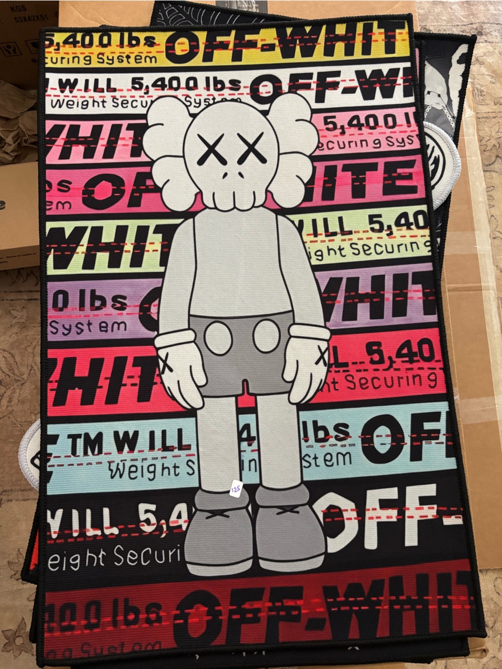 Off-White Multicolor Striped Character Wall Tapestry